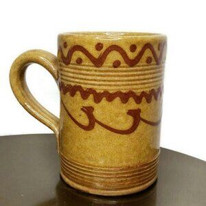 Smithsonian Institute pottery mug glazed yellow terracotta coffee cup